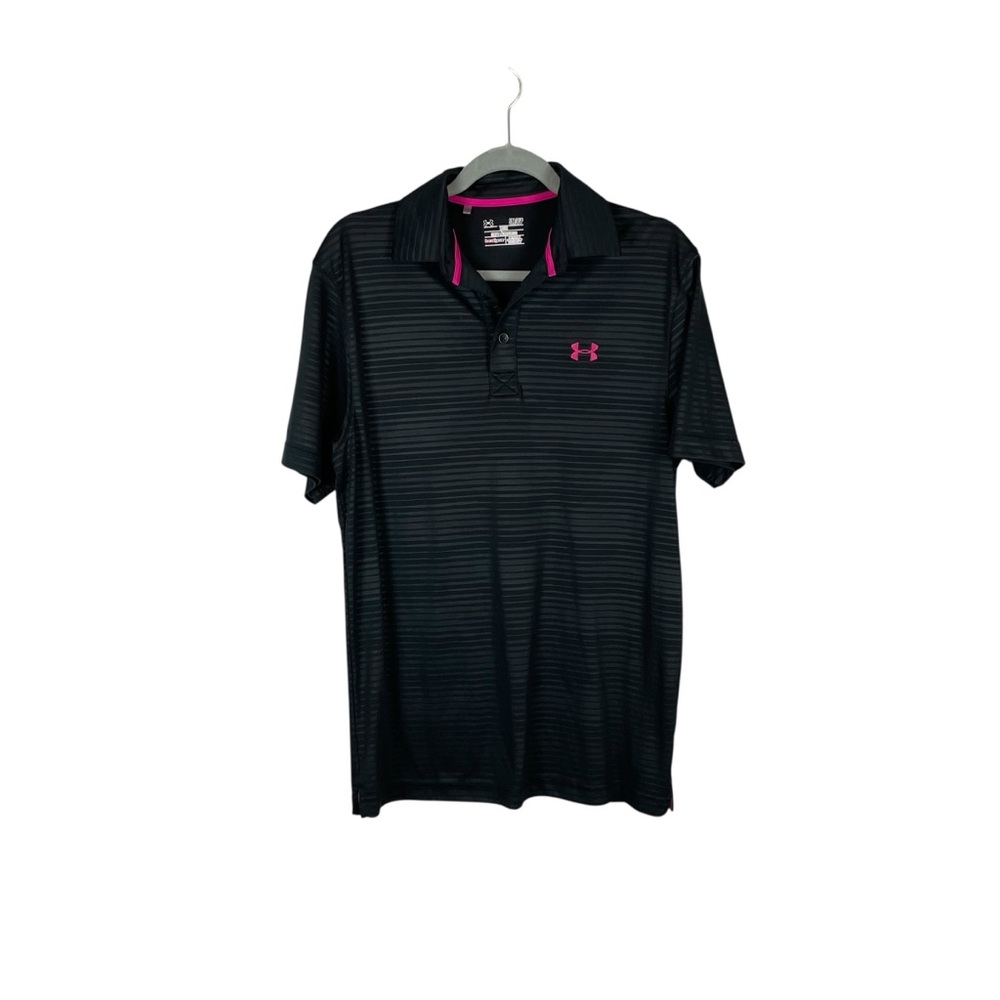 Under Armour HeatGear Black Stripe Polo Shirt Men’s Small